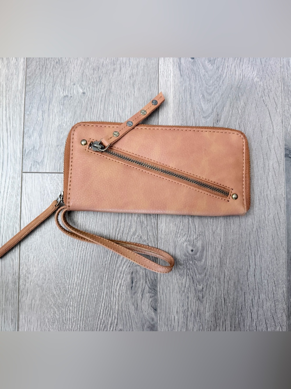 Wristlet Wallet in Light Tan Faux Leather